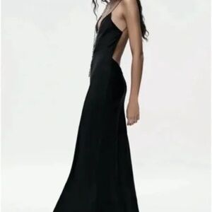 NWOT ZARA black Backless Slip Dress Size XS